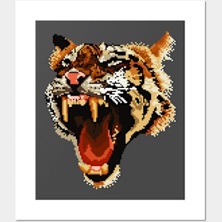 pixel tiger Posters and Art